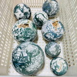 8 Pieces Large Geode Druzy Moss Agate Spheres -Wholesale Crystals