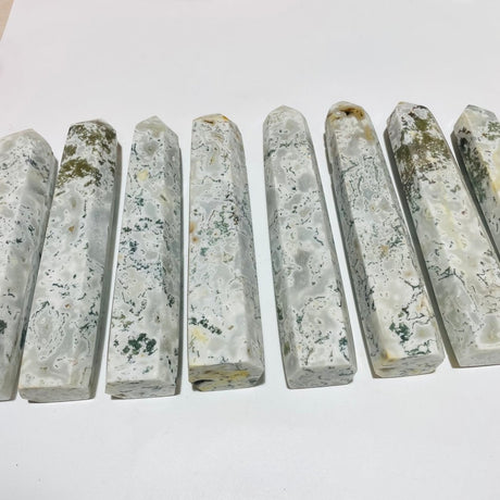 8 Pieces White Moss Agate Tower Points -Wholesale Crystals