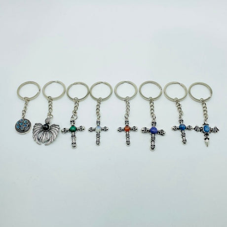 8 Types Crystal Keychain Carving Wholesale Cross Spin Turntable Shape - Wholesale Crystals