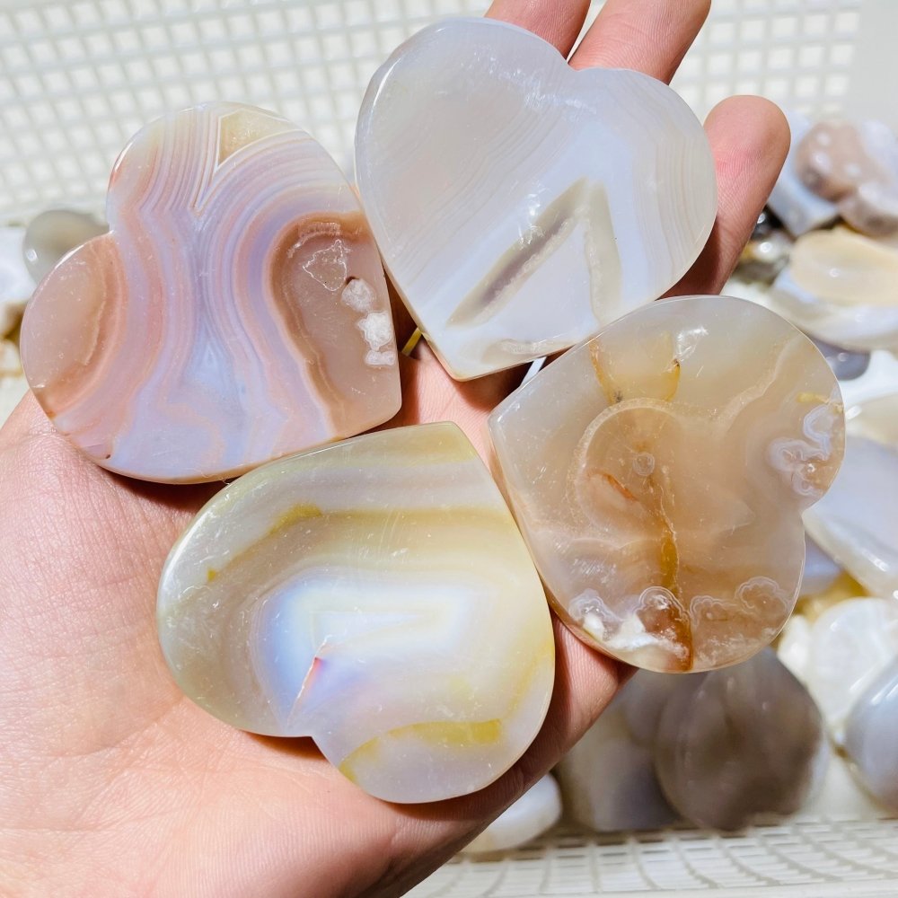 84 Pieces Sakura Flower Agate Heart -Wholesale Crystals