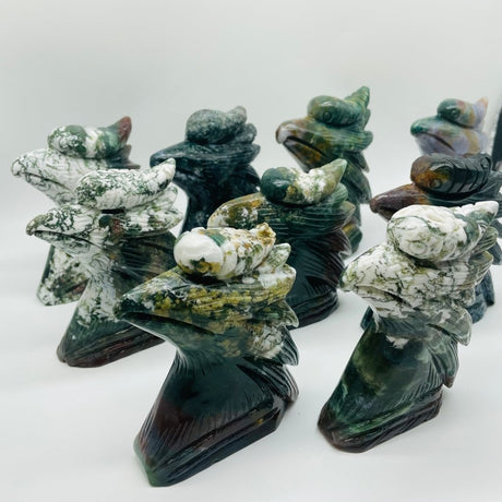 9 Pieces Ocean Jasper Rhyticeros Undulatus Birds Carving -Wholesale Crystals
