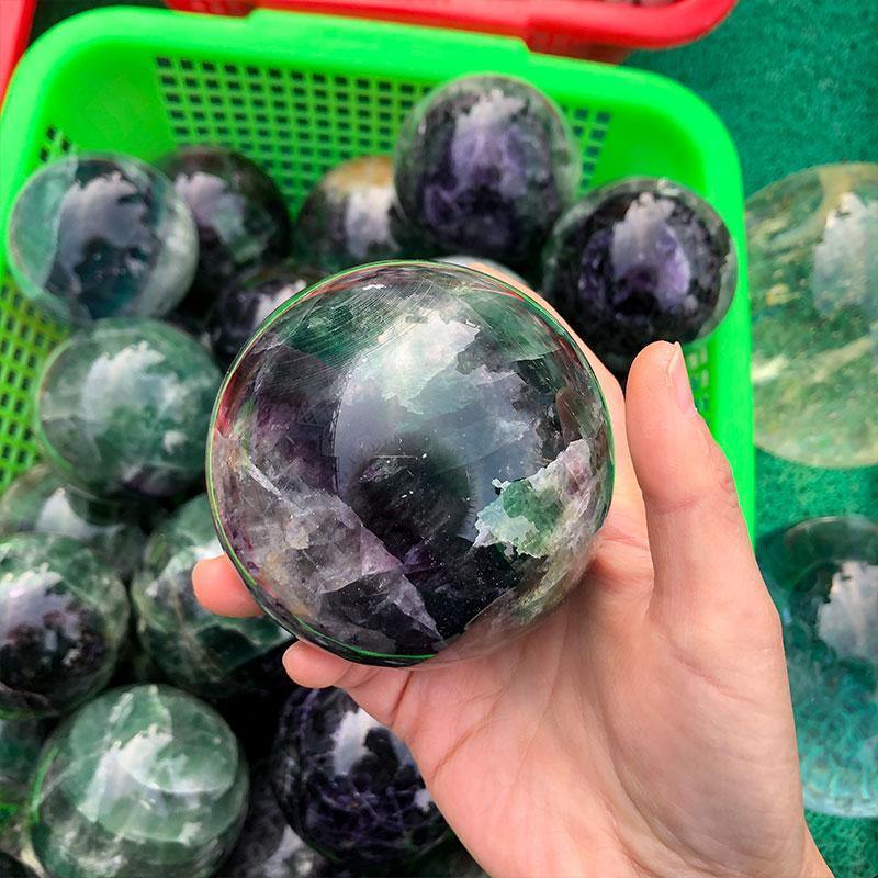 Green and Purple Fluorite Crystal Sphere -Wholesale Crystals