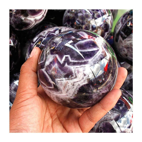 3-5in(7.5-12.7cm) amethyst chevron sphere ball -Wholesale Crystals