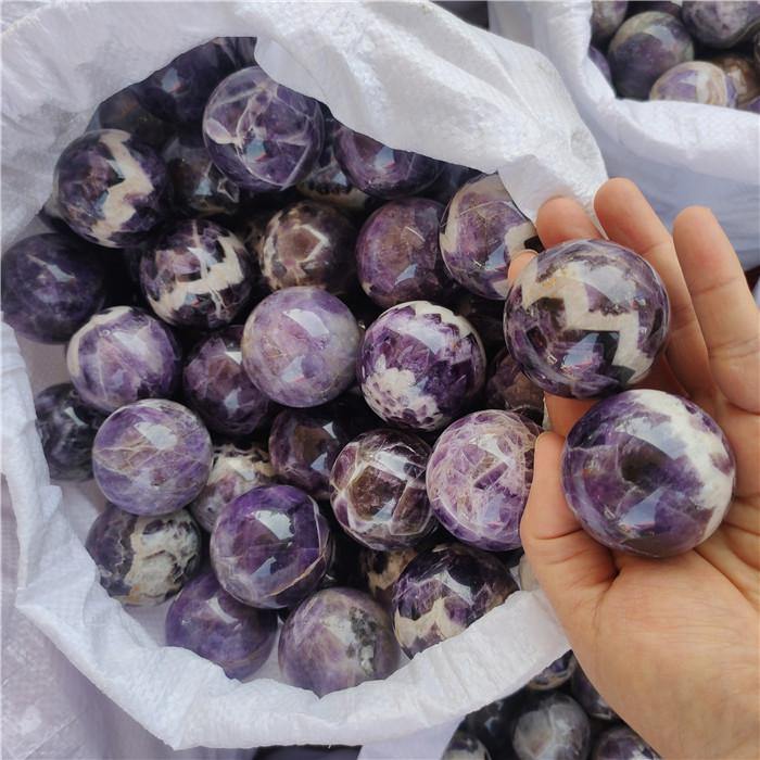 amethyst chevron sphere ball 1.5-2.5in(4-6.2cm) -Wholesale Crystals