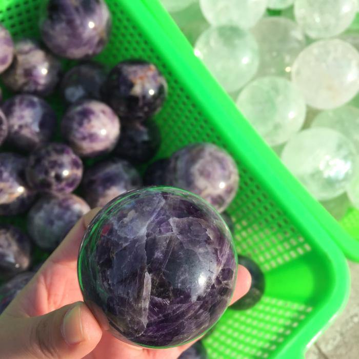 2-4in(5-10cm) amethyst chevron sphere ball -Wholesale Crystals