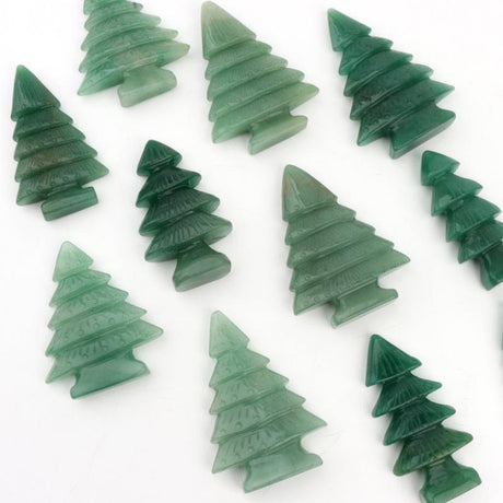 green aventurine polished carved Christmas tree -Wholesale Crystals