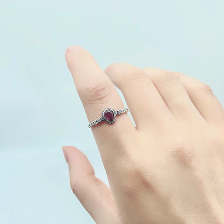 S925 Sterling Silver High Quality Purple Garnet Ring Wholesale -Wholesale Crystals