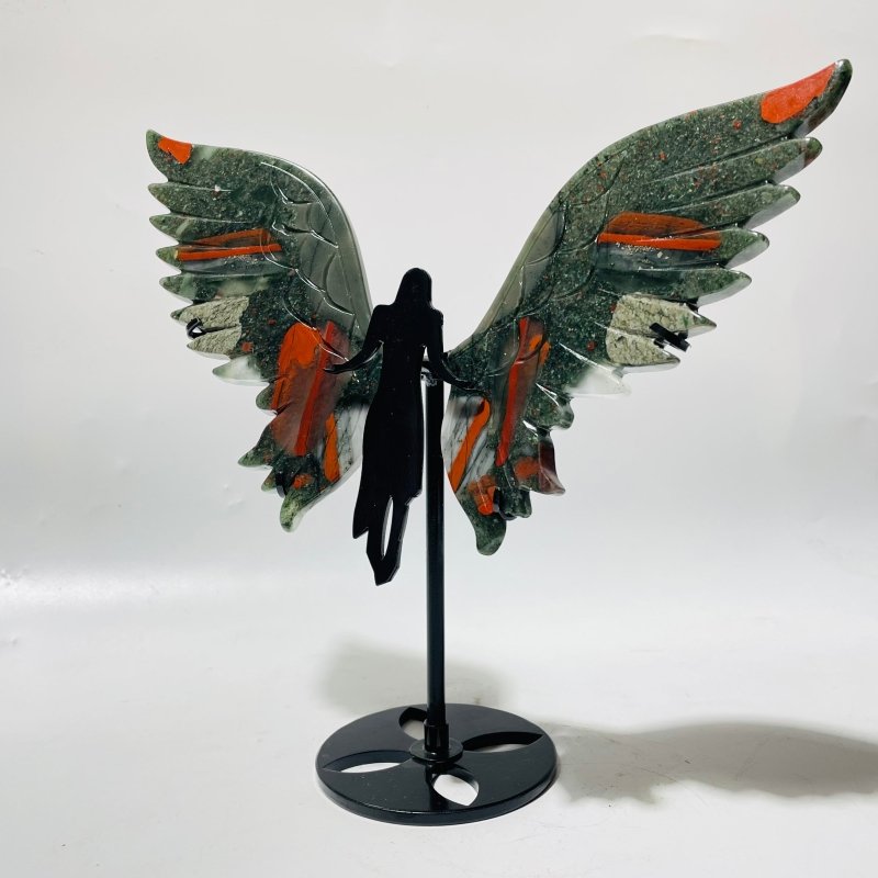 Africa Blood Stone Angel Wing With Stand - Wholesale Crystals