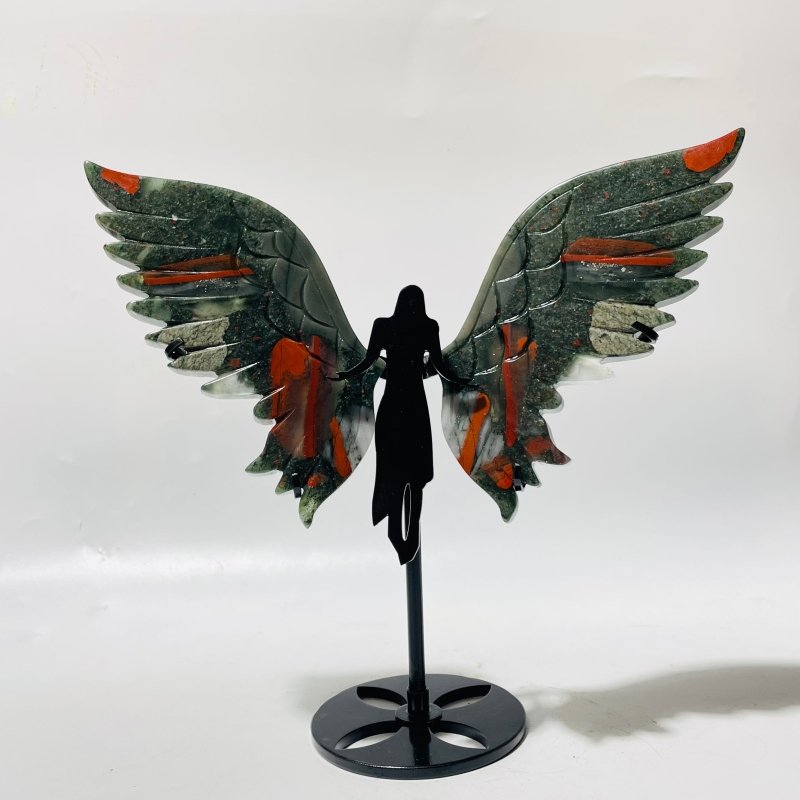 Africa Blood Stone Angel Wing With Stand - Wholesale Crystals