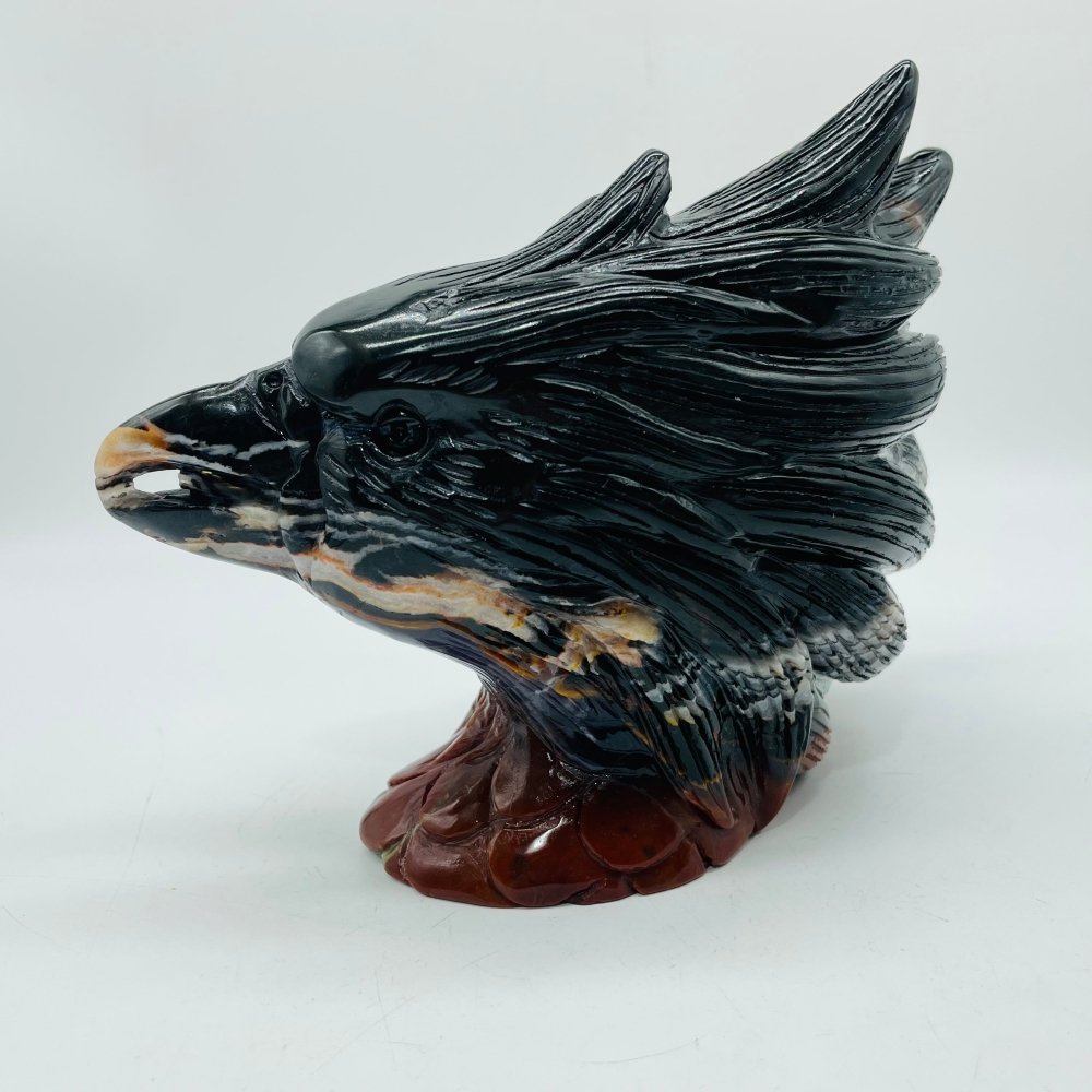 Beautiful Ocean Jasper Black Eagle Head Carving -Wholesale Crystals