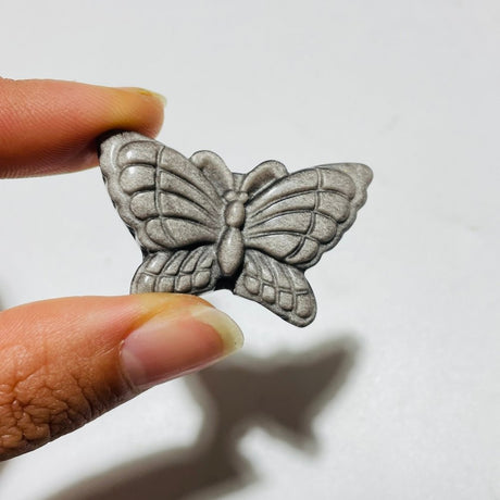 Beautiful Butterfly Carving Wholesale Gold Silver Sheen Obsidian -Wholesale Crystals