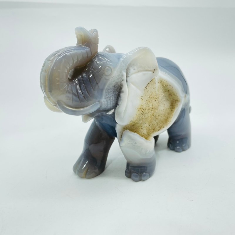 Beautiful Geode Agate Druzy Elephant Animal Carving - Wholesale Crystals