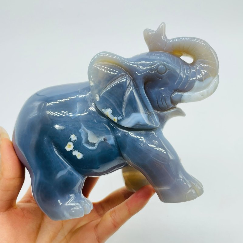 Beautiful Geode Agate Druzy Elephant Animal Carving - Wholesale Crystals