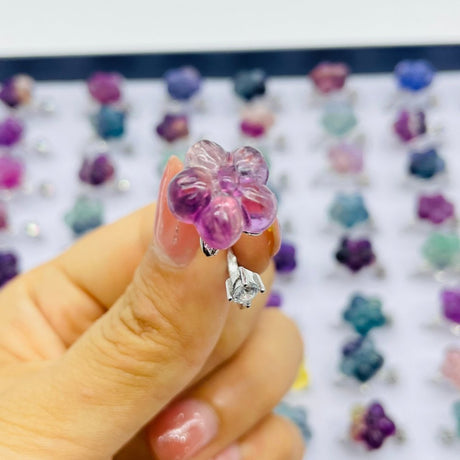 Beautiful Rainbow Fluorite Flower Ring Wholesale -Wholesale Crystals