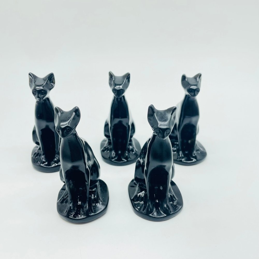 Black Obsidian Sphynx Hairless Cat Carving Animal Wholesale -Wholesale Crystals