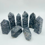 Black Sphalerite Geode Quartz Mixed Purple Fluorite Four-Sided Tower Point Wholesale -Wholesale Crystals