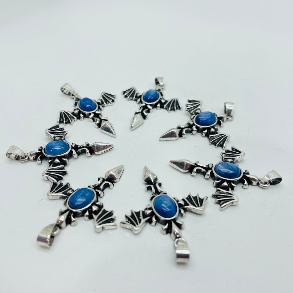 Blue Kyanite DIY Pendant Demon Sword Pendant Wholesale Gothic Sword with Devil Wing -Wholesale Crystals