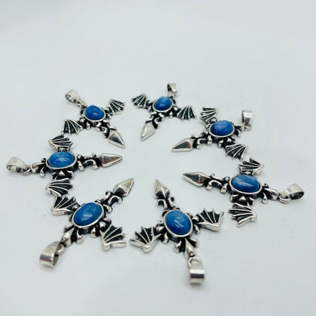 Blue Kyanite DIY Pendant Demon Sword Pendant Wholesale Gothic Sword with Devil Wing -Wholesale Crystals