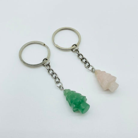 Christmas Tree Keychain Wholesale Rose Quartz Green Aventurine - Wholesale Crystals