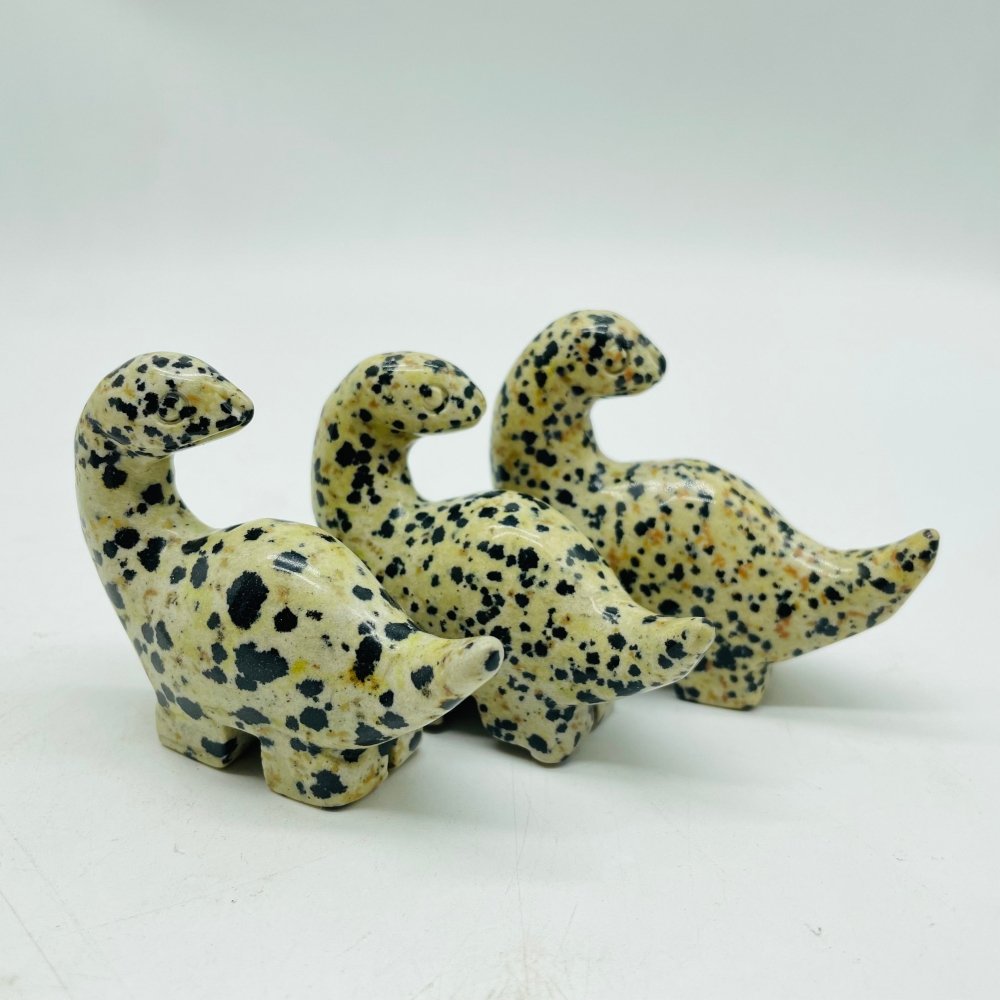 Clear Quartz & Dalmatian Jasper Dinosaur Carving Animals Wholesale -Wholesale Crystals