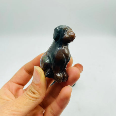 Cute Moss Agate Dog Carving Wholesale -Wholesale Crystals