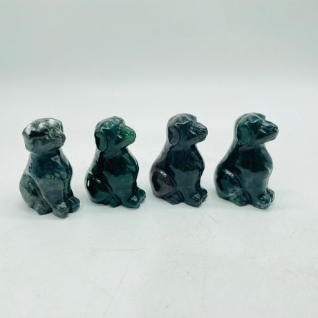 Cute Moss Agate Dog Carving Wholesale -Wholesale Crystals