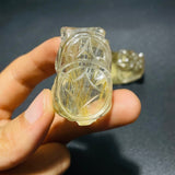 2 Pieces High Quality Golden Rutile Pi Xiu Carving -Wholesale Crystals