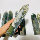 8 Pieces Large Moss Agate Tower Points -Wholesale Crystals