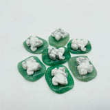 Frog On Leaf Mini Carving Wholesale Sakura Agate Red Jasper Howlite -Wholesale Crystals