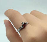 Garnet Cut Faceted Heart Ring Bat Crown Wholesale -Wholesale Crystals