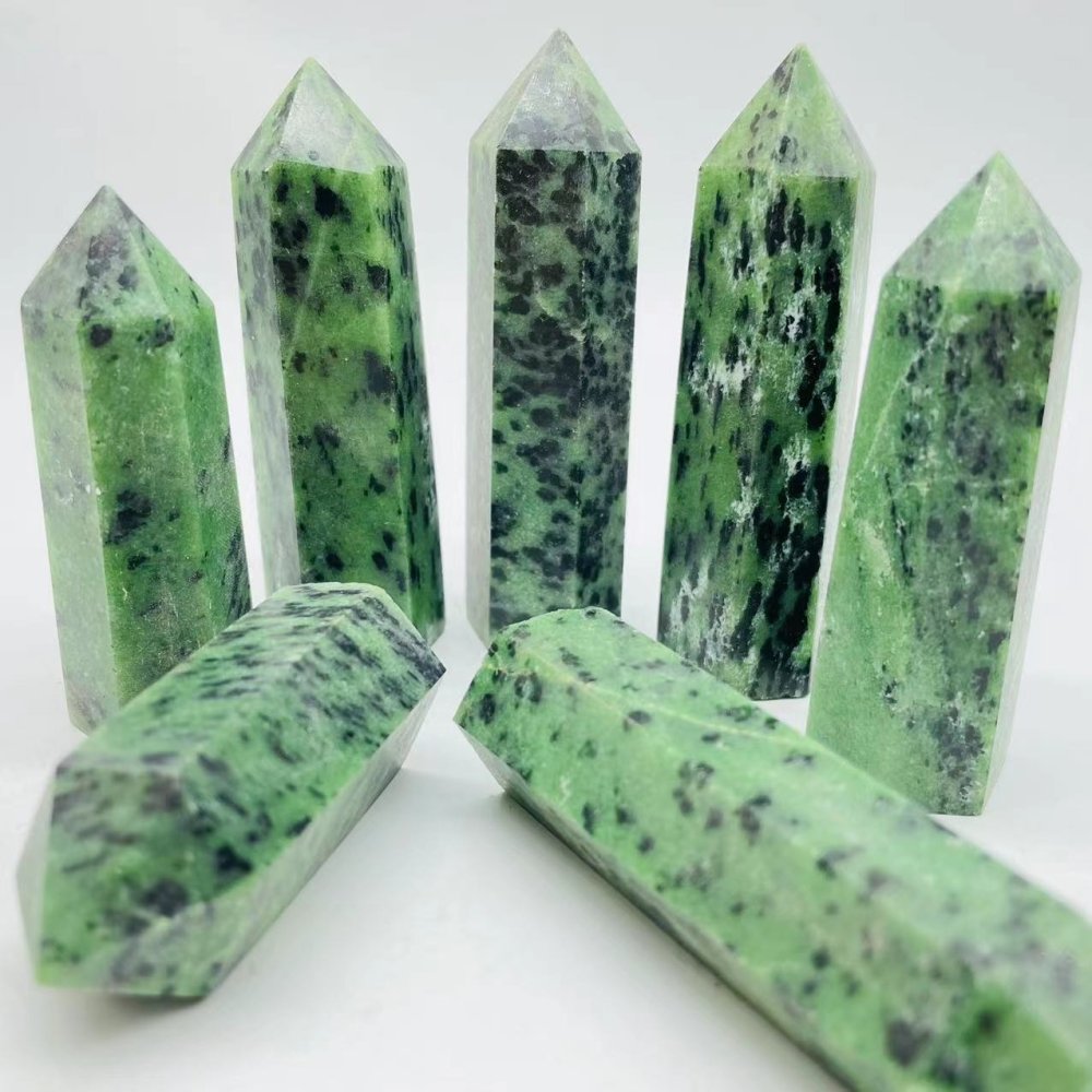Grade-B Green Zoisite Quartz Point Tower Wholesale -Wholesale Crystals