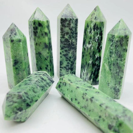 Grade-B Green Zoisite Quartz Point Tower Wholesale -Wholesale Crystals