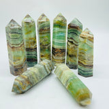 Green Onyx Stripe Points Tower Wholesale -Wholesale Crystals
