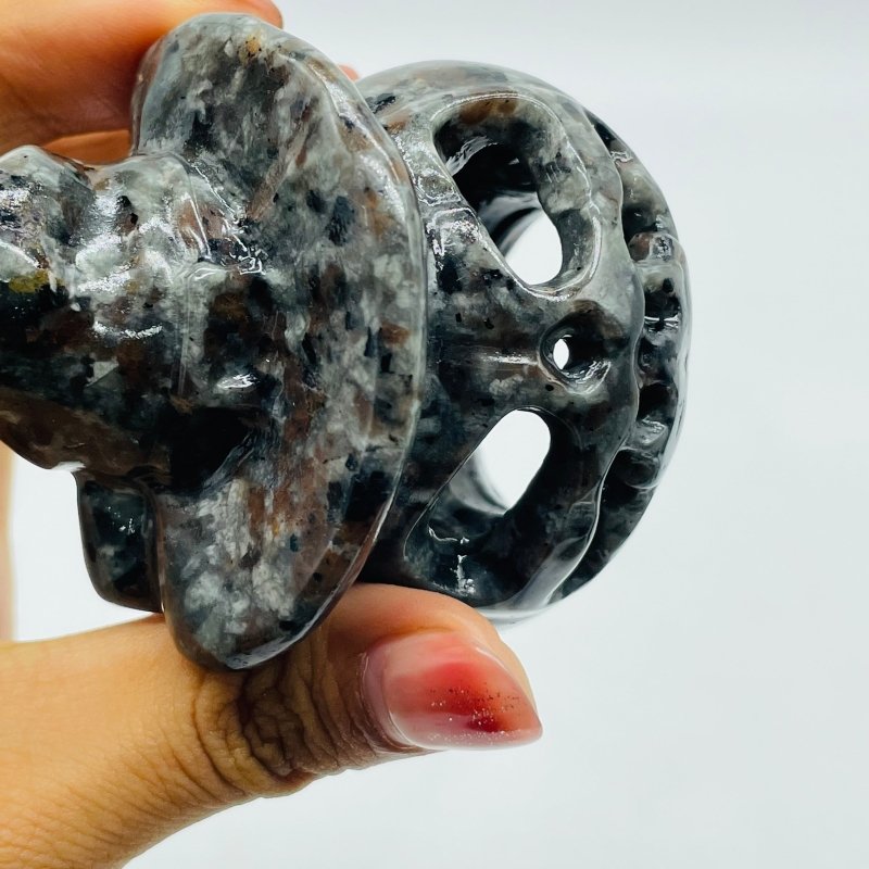 Halloween Pumpkin Wizard Hollow Carving Wholesale Yooperlite Larvikite Tree Agate -Wholesale Crystals