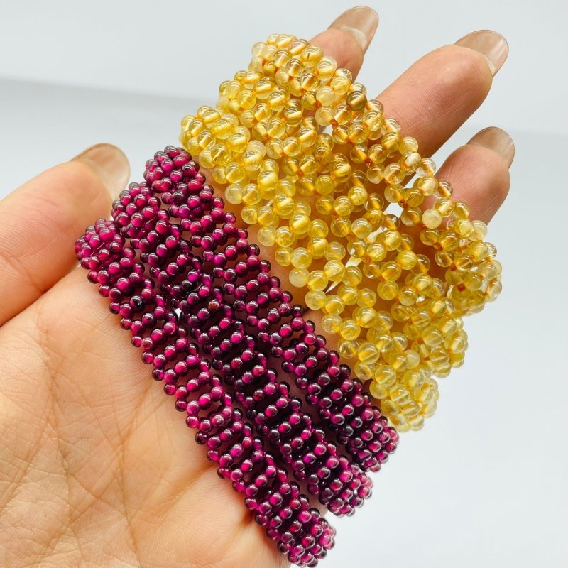 Handwoven Beads Crystal Bracelet Wholesale Rutile Purple Garnet - Wholesale Crystals