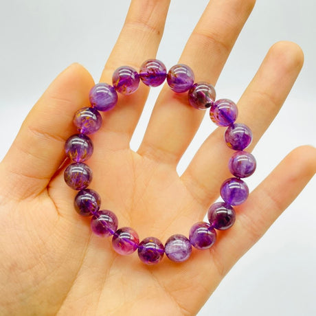 High Grade Natural Clear Amethyst Cacoxenite Super7 Bracelet (HGUB09) -Wholesale Crystals