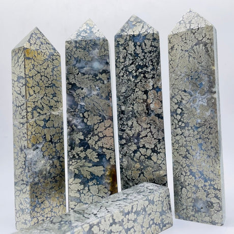 High Quality Large Flower Pyrite Mixed Agate Four-Sided Points Wholesale -Wholesale Crystals