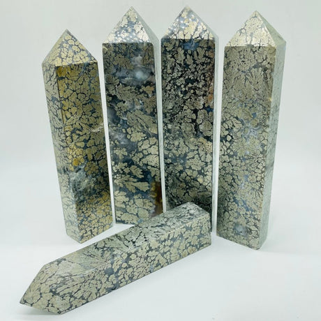 High Quality Large Flower Pyrite Mixed Agate Four-Sided Points Wholesale -Wholesale Crystals