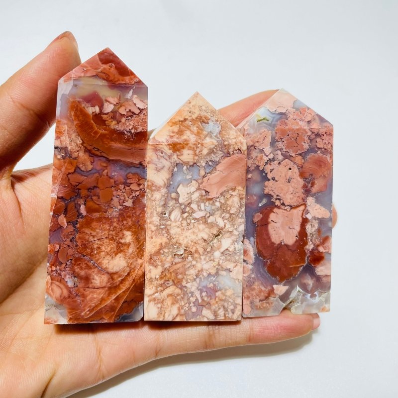 High Quality Pink Agate Fat Four-Sided Tower Point Wholesale -Wholesale Crystals