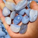 High Quality Stripe Blue Chalcedony Tumbled Wholesale -Wholesale Crystals