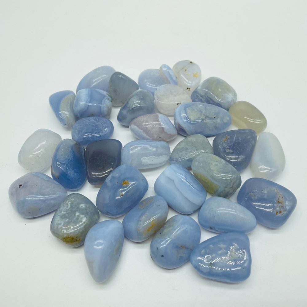 High Quality Stripe Blue Chalcedony Tumbled Wholesale -Wholesale Crystals