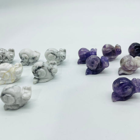 Howlite&Chevron Amethyst Snail Carving Crystal Wholesale -Wholesale Crystals