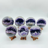 7 Pieces Amethyst Druzy Geode Cluster Sphere Ball -Wholesale Crystals