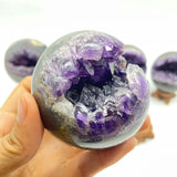 7 Pieces Amethyst Druzy Geode Cluster Sphere Ball -Wholesale Crystals
