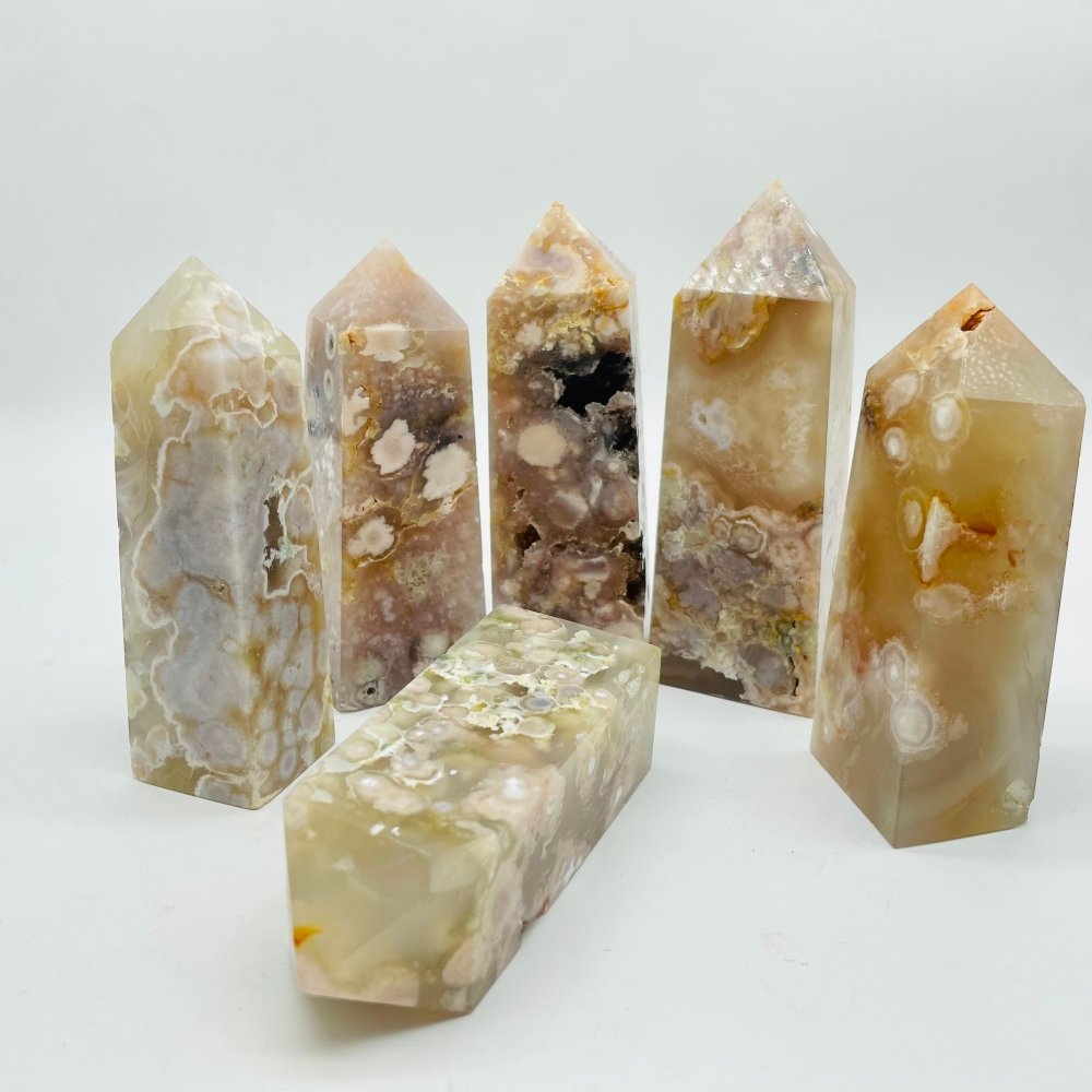Large Fat Sakura Agate Four-Sided Tower Point Wholesale -Wholesale Crystals