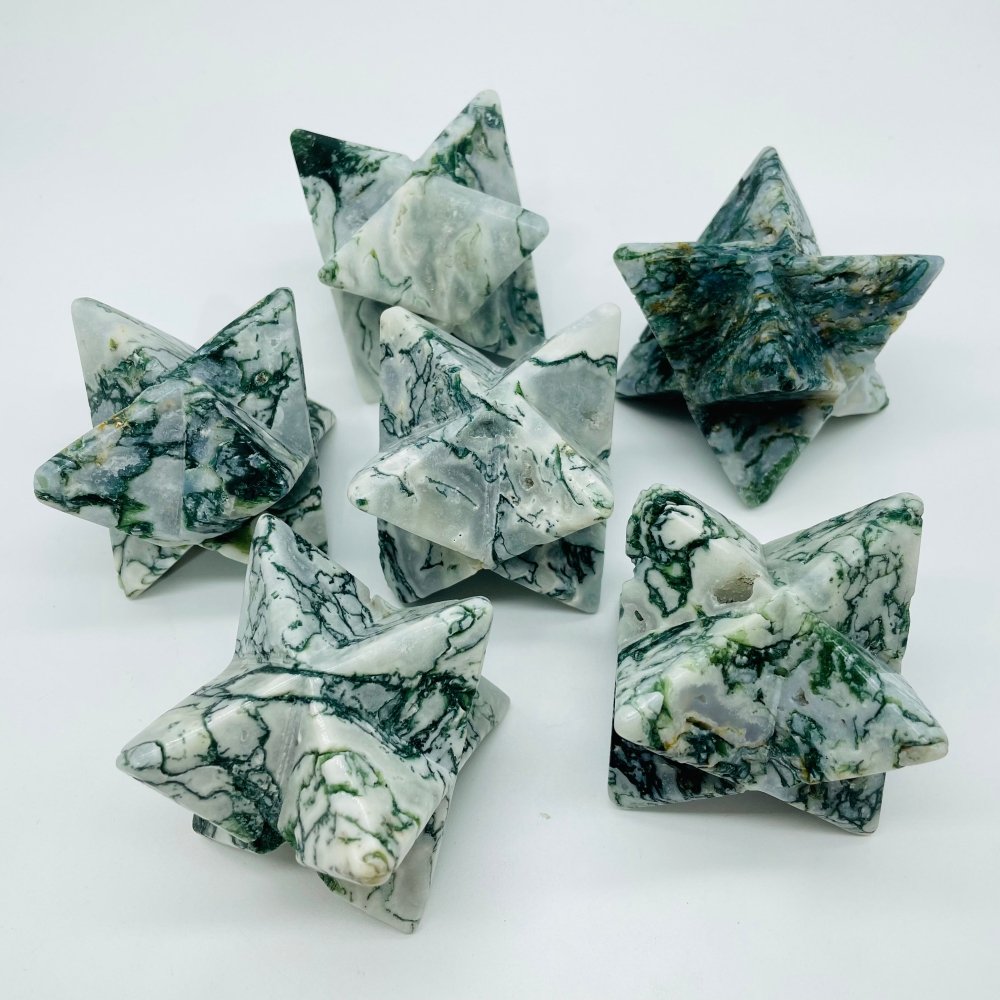 Large Moss Agate Merkaba Carving Wholesale -Wholesale Crystals