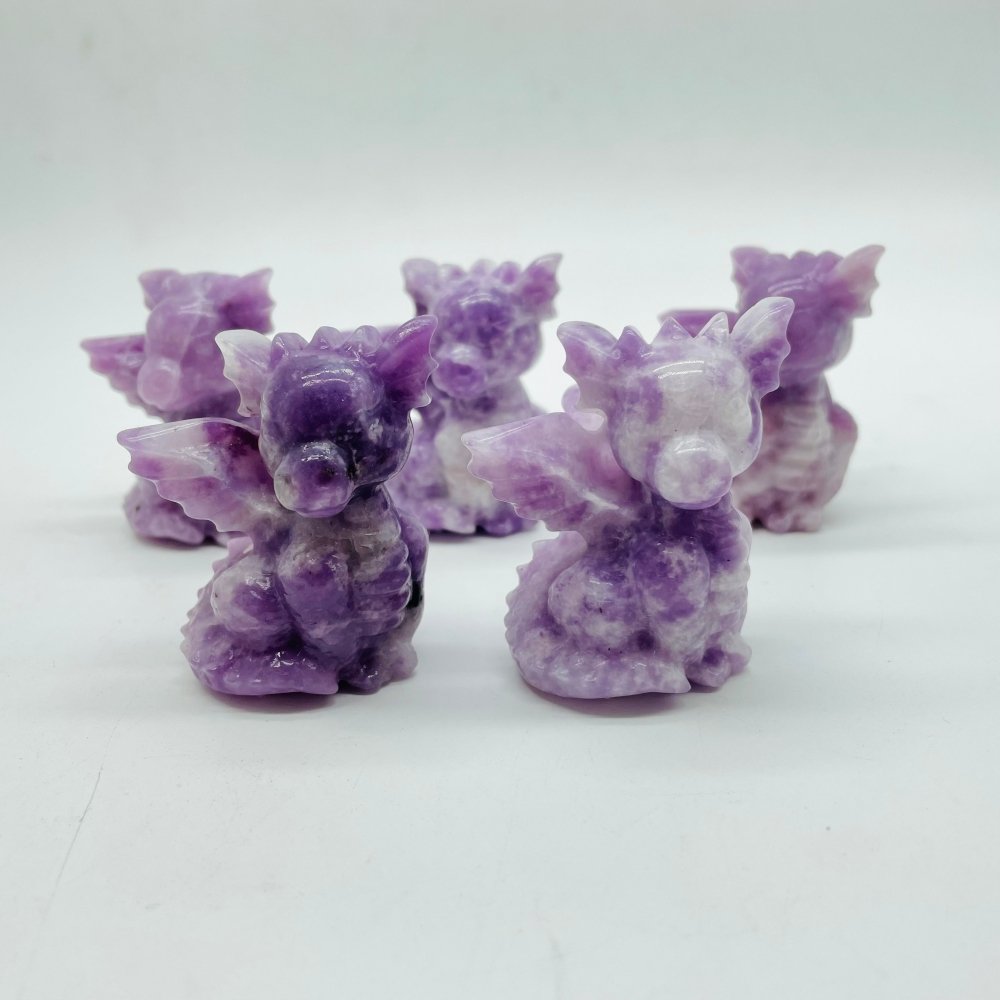 Lepidolite Garden Baby Dragon Carving Sculpture Wholesale -Wholesale Crystals
