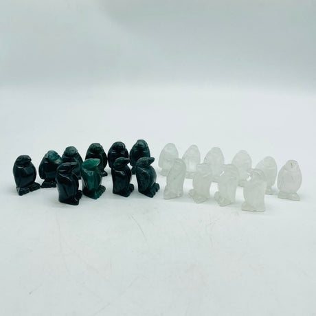 Mini Clear Quartz&Moss Agate Penguin Carving Wholesale -Wholesale Crystals