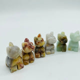 Mini Crazy Agate&Caribbean Calcite Cat Carving Wholesale -Wholesale Crystals