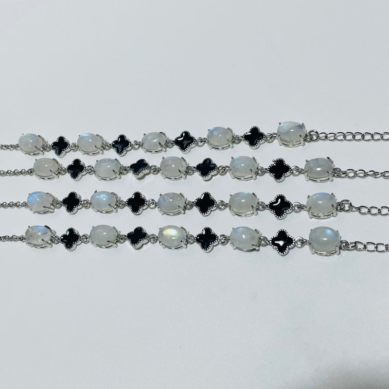 Moonstone Cute Four Leaf Clover Lucky Bracelets Crystal Wholesale -Wholesale Crystals